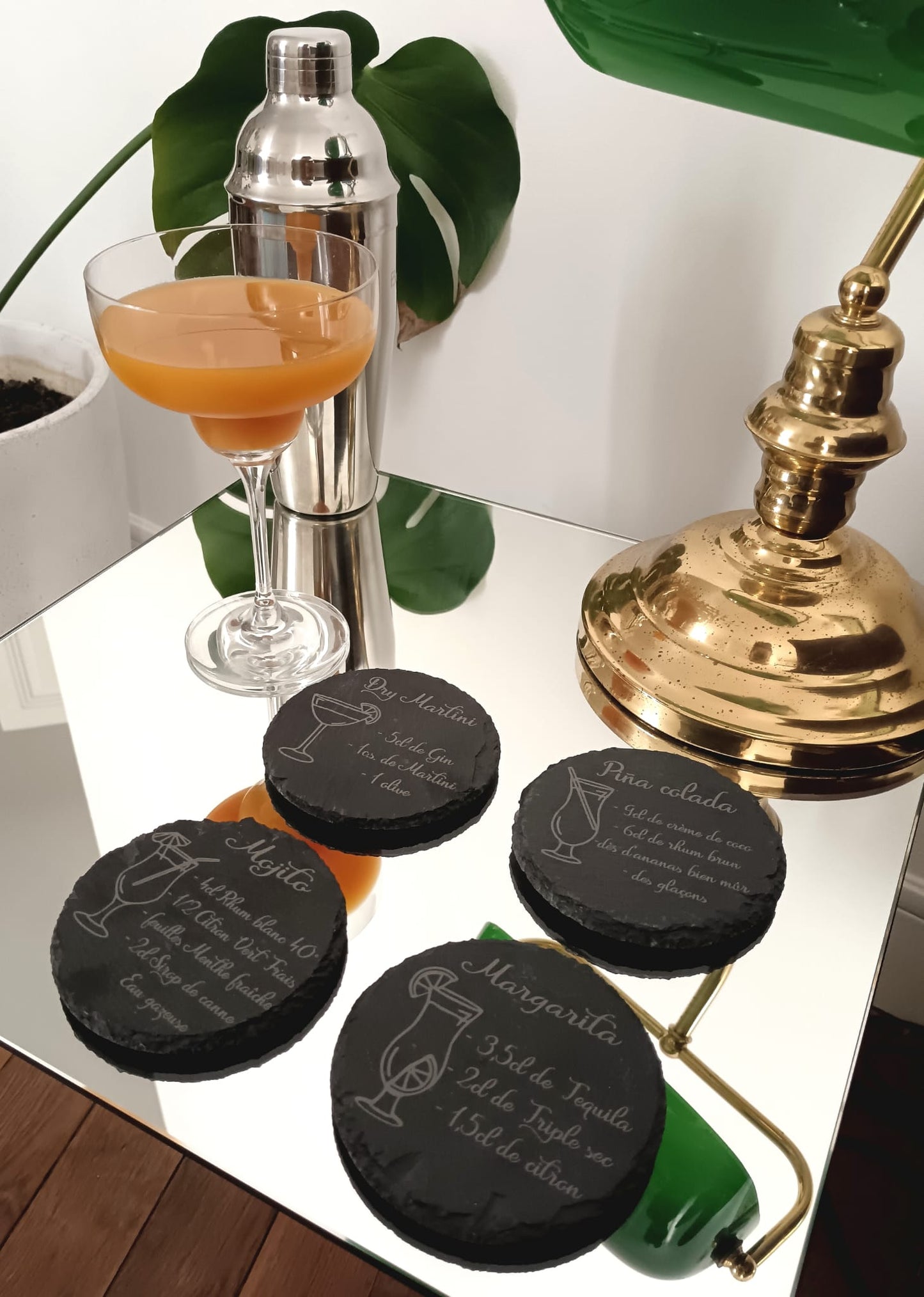 Lot de 4 sous-verres en ardoise