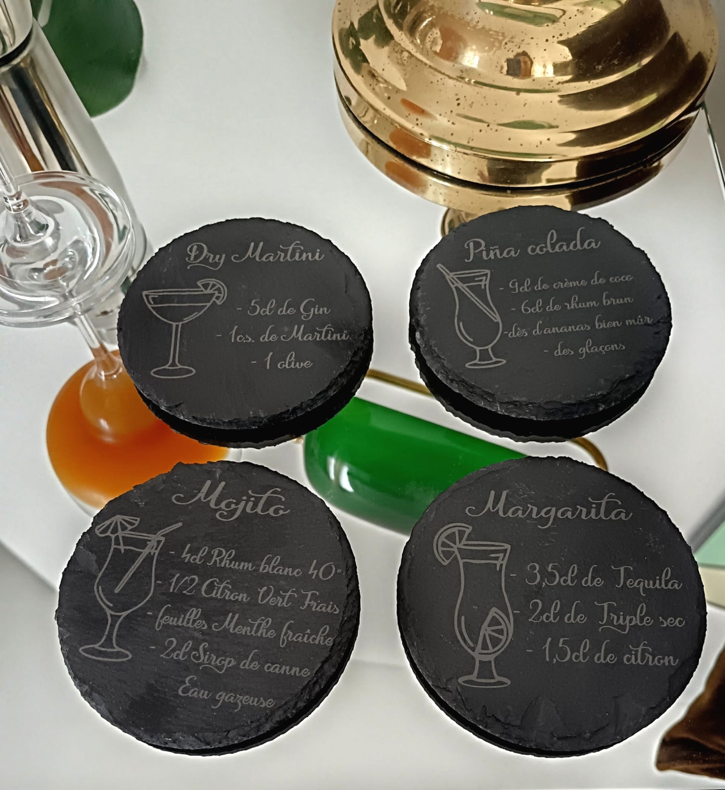 Lot de 4 sous-verres en ardoise